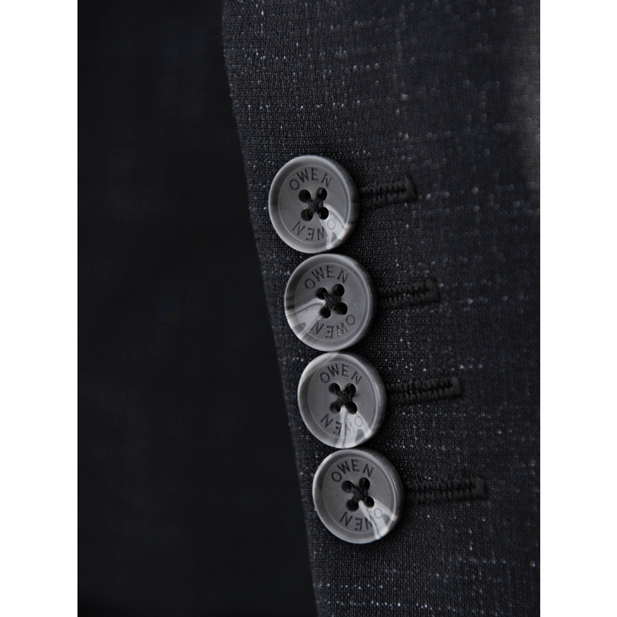 Bộ suit veston công sở nam cao cấp OWEN VES220957 áo vest comple màu navy vải polyester dáng suông một cúc tà xẻ hông