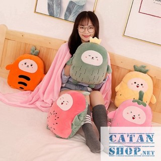 Gối mền Trái Cây kute 3in1, Vải nỉ nhung cực mịn, bộ chăn gối văn phòng, quà tặng sinh nhật,...💖 💖