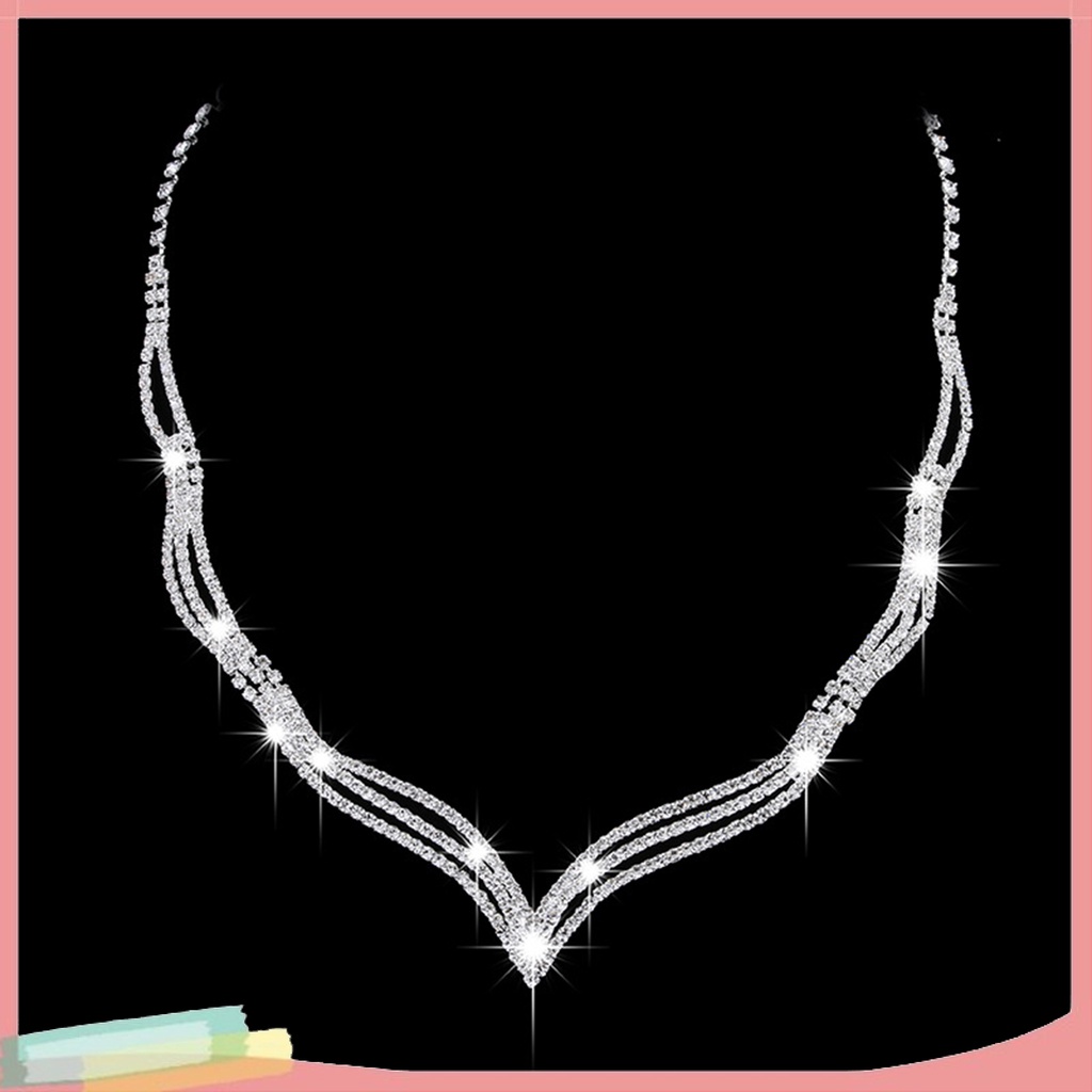 Set 2 Vòng cổ Và Đôi Khuyên Tai Đính Đá Thời Trang Thanh Lịch Dành Cho Nữ