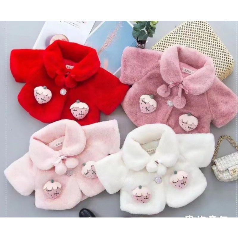 Áo khoác choàng lông dễ thương xinh xắn bé gái
