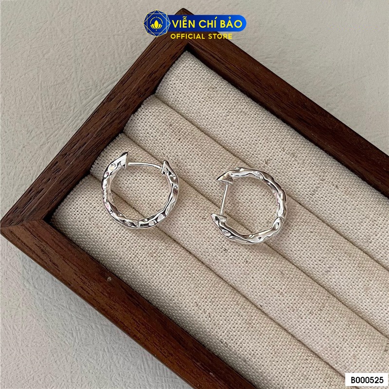 Bông tai bạc nữ tròn phay kiểu mới chất liệu bạc 925 thời trang phụ kiện trang sức Viễn Chí Bảo B000525