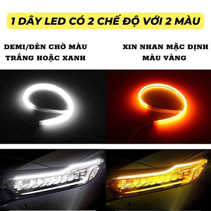 01 Dây Đèn Led Mí Audi Cho Ô tô và Xe Máy Hiệu Ứng 2 Chế Độ Xi Nhan Chạy Đuổi Demi Xếp Gạch - 12v Chống Nước Giá 1 dây