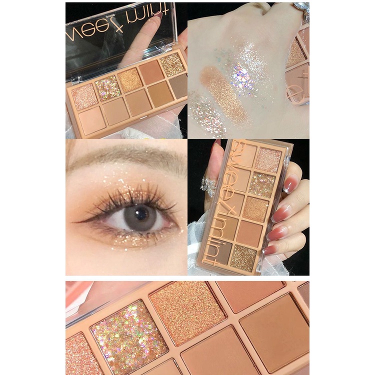 Bảng Phấn Mắt Mười Màu Sắc Ngọc Trai Lì Mịn Màng Lấp Lánh Trang Điểm Tiệc Trà Sữa Hàng Ngày Cho Học