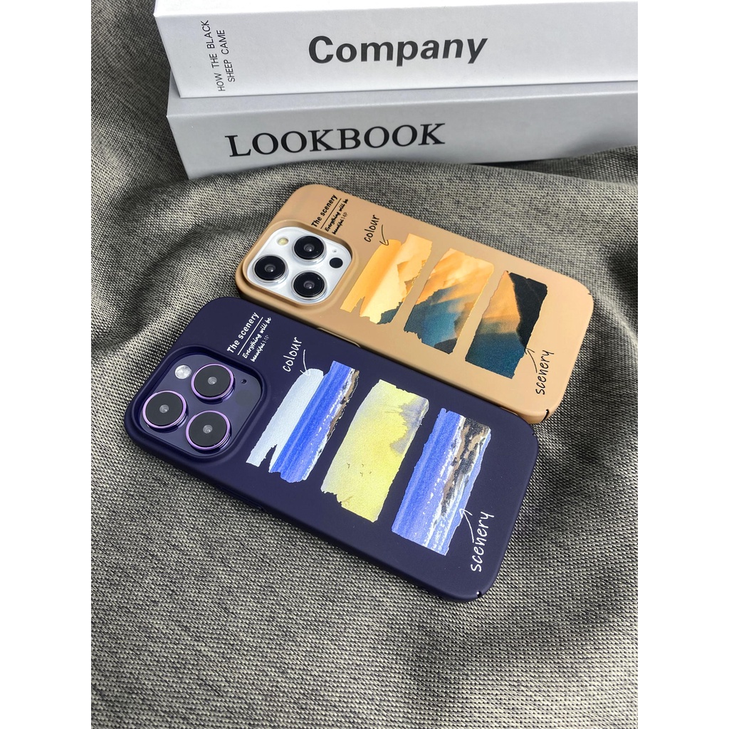 Ốp Điện Thoại PC Cứng Viền TPU Họa Tiết Màu Nước Chống Sốc Cho iPhone 14 13 12 11 Pro Max XS XR 8 7 Plus