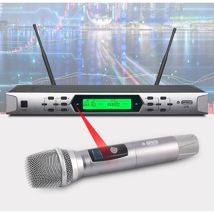 Bộ Micro Karaoke Không dây ONTEKCO U19 Cao cấp Chuyên dùng cho sự kiện đám cưới hát gia đình