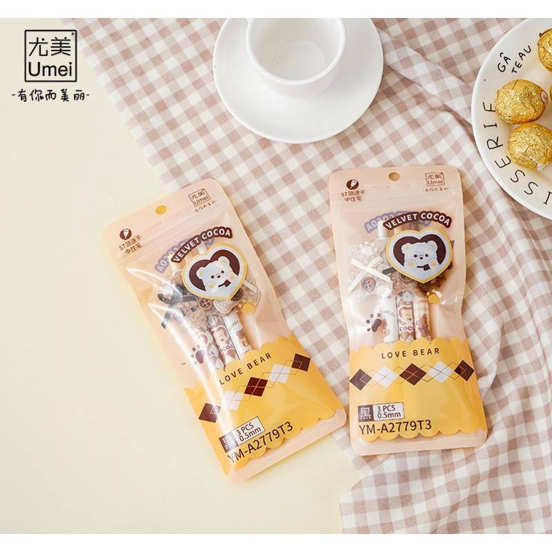 Set 3 Bút Bi Hình Gấu Bông Dễ Thương