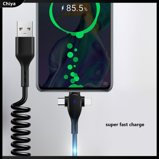 Cáp Sạc Nhanh 6a 66w 3 Trong 1 Cổng Usb Type c Có Thể Thu Gọn Cho Ios Android