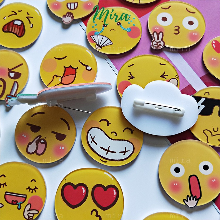 Ghim Cài Icon Mặt Cười, Huy Hiệu Acrylic, Pin Cài Áo, Trâm Balo Đi Học Cực Cute MIRA-GC00807
