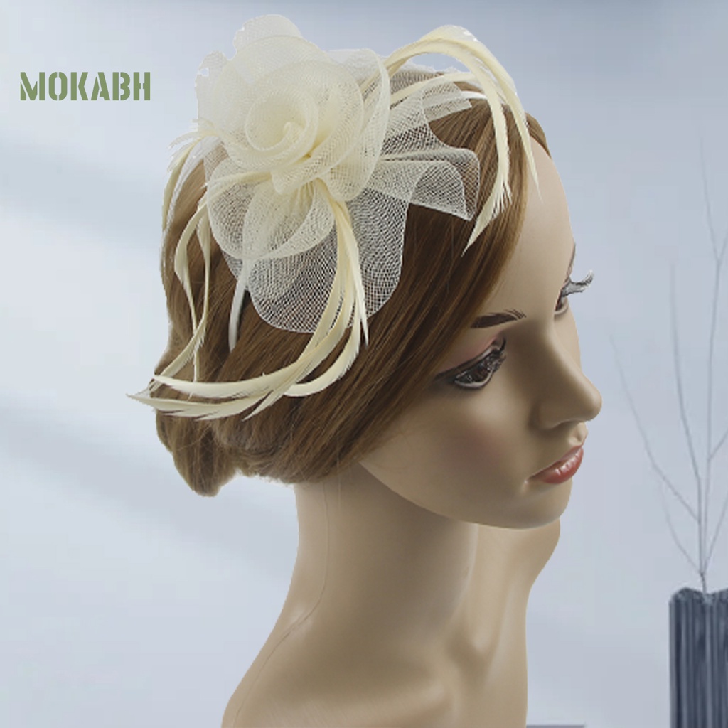 Mũ Lưới Đính Hoa Và Lông Vũ Thanh Lịch Cổ Điển Cho Cô Dâu