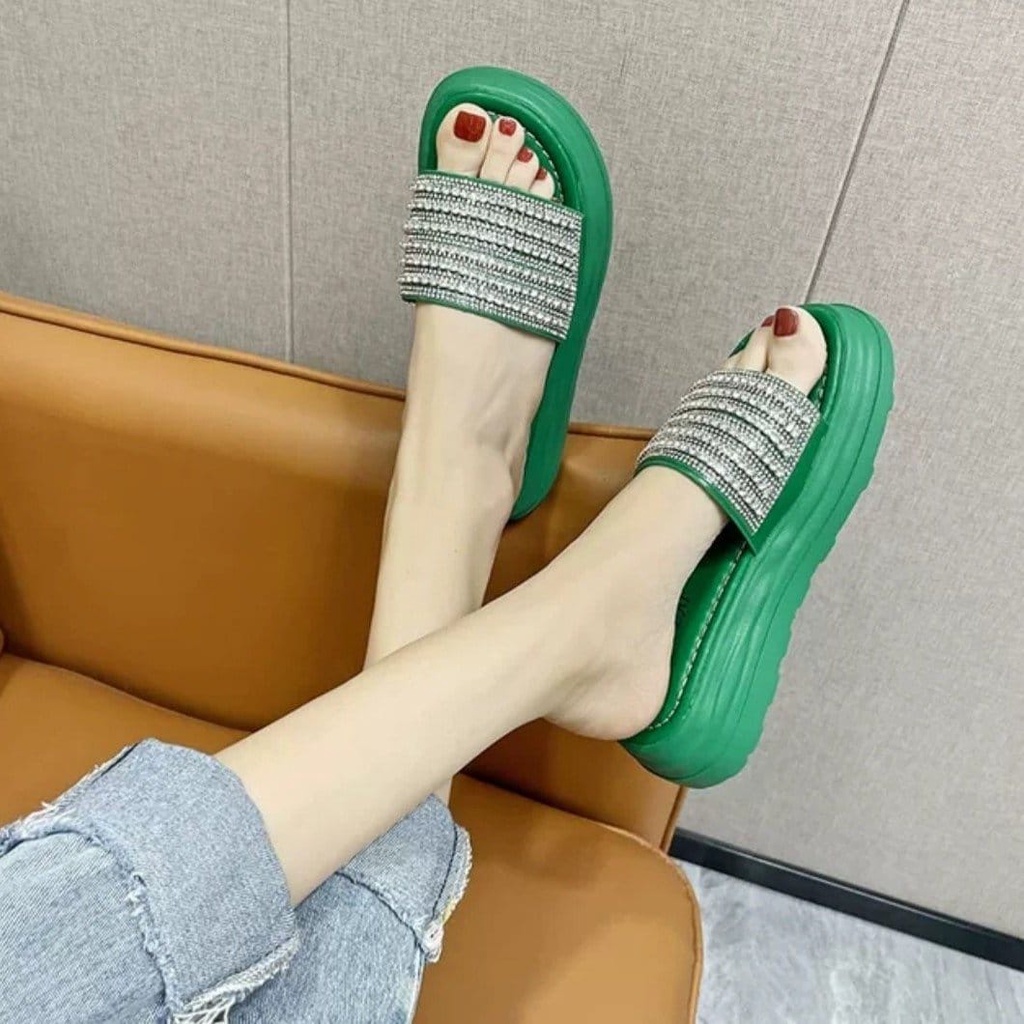 DÉP ĐẾ BÁNH MÌ QUAI NGANG ĐÍNH ĐÁ HOT TREND🩴✨✨💥