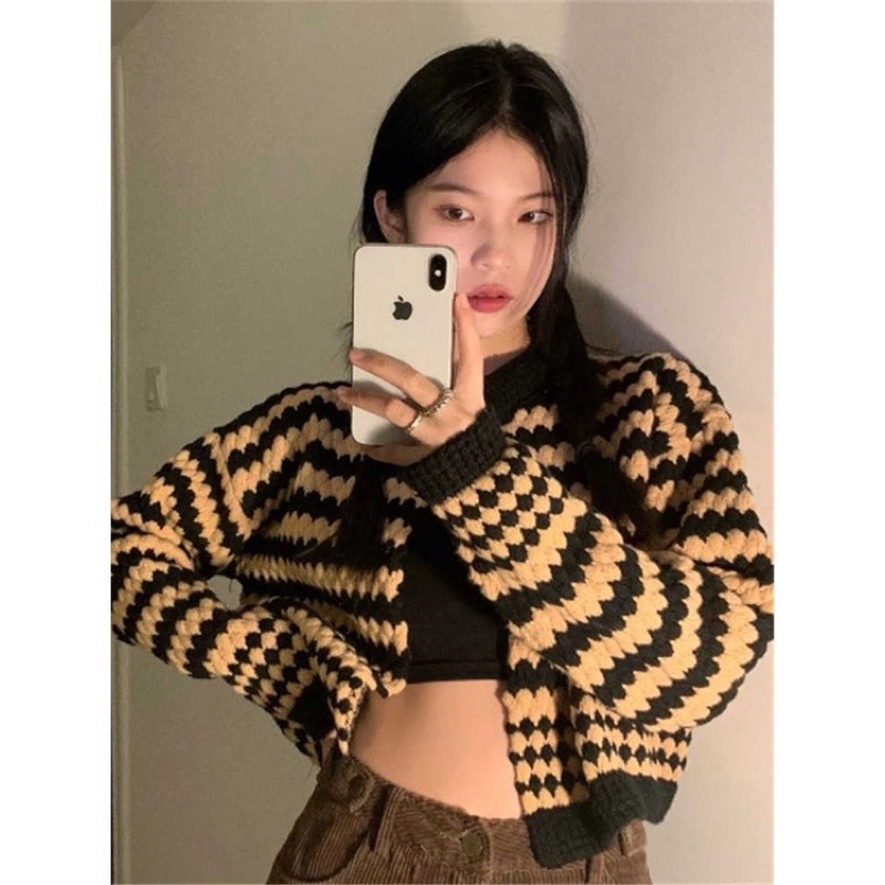 Pass Áo Khoác Cardigan Retro xinh xẻo