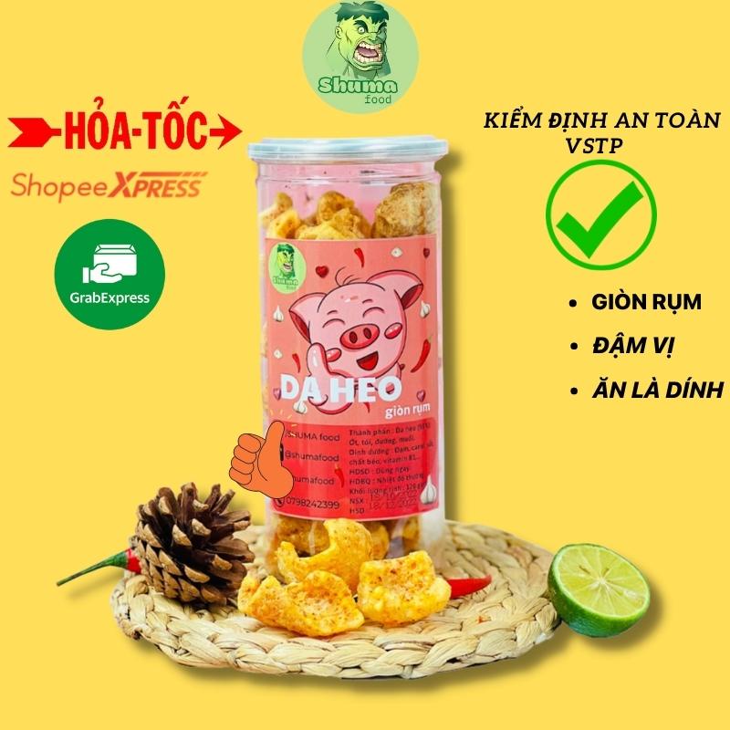 Da heo tỏi ớt chiên giòn SHUMA FOOD ăn vặt đậm vị, giòn tan an toàn vệ sinh thực phẩm lon 120g