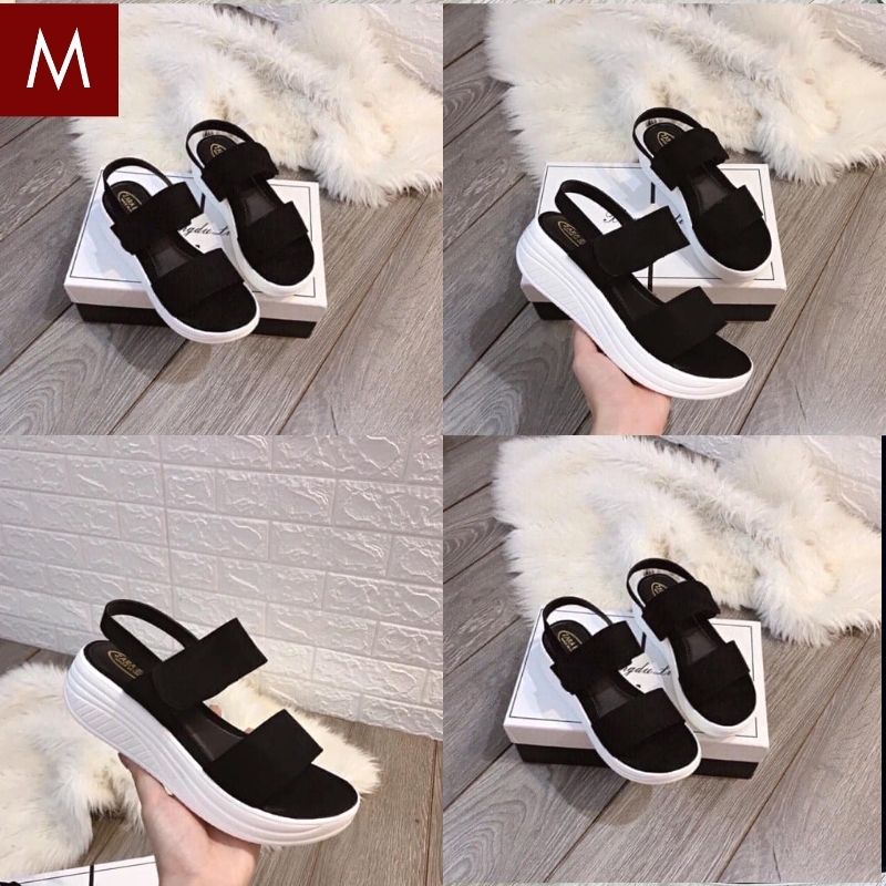 Dép bánh mì đế 5 phân form chuẩn hàng chuẩn, Sandal quai ngang, dép THÁI LAN đế xuồng quai hậu độn đế trắng - MAGIDO