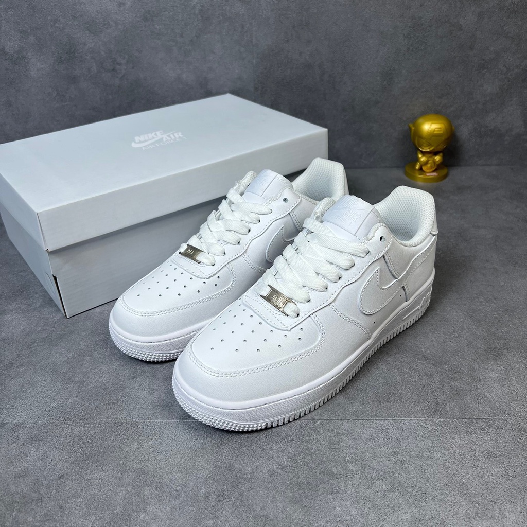 Giày Thể Thao AF1 Trắng, Giày Sneaker Air Force 1 Trắng Full Đế Bánh Mỳ Độn Chiều Cao Dành Cho Nam Nữ Đi Học Đi Chơi
