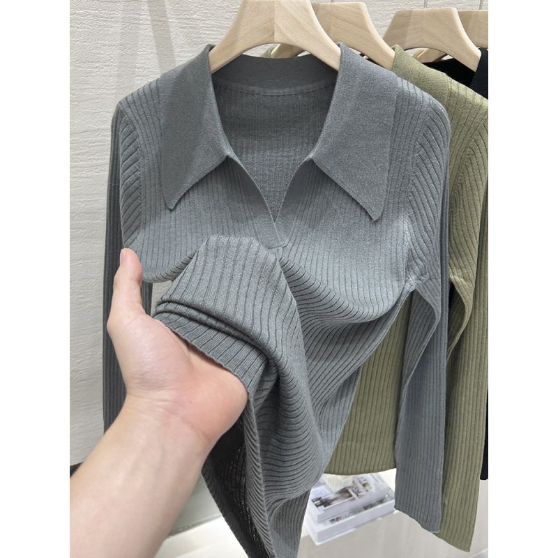 Áo POLO Dệt Kim Tay Dài Thời Trang Dành Cho Nữ