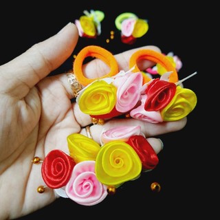 Một cặp thun cột tóc 3 bông hoa cho bé yêu (Màu ngẫu nhiên)