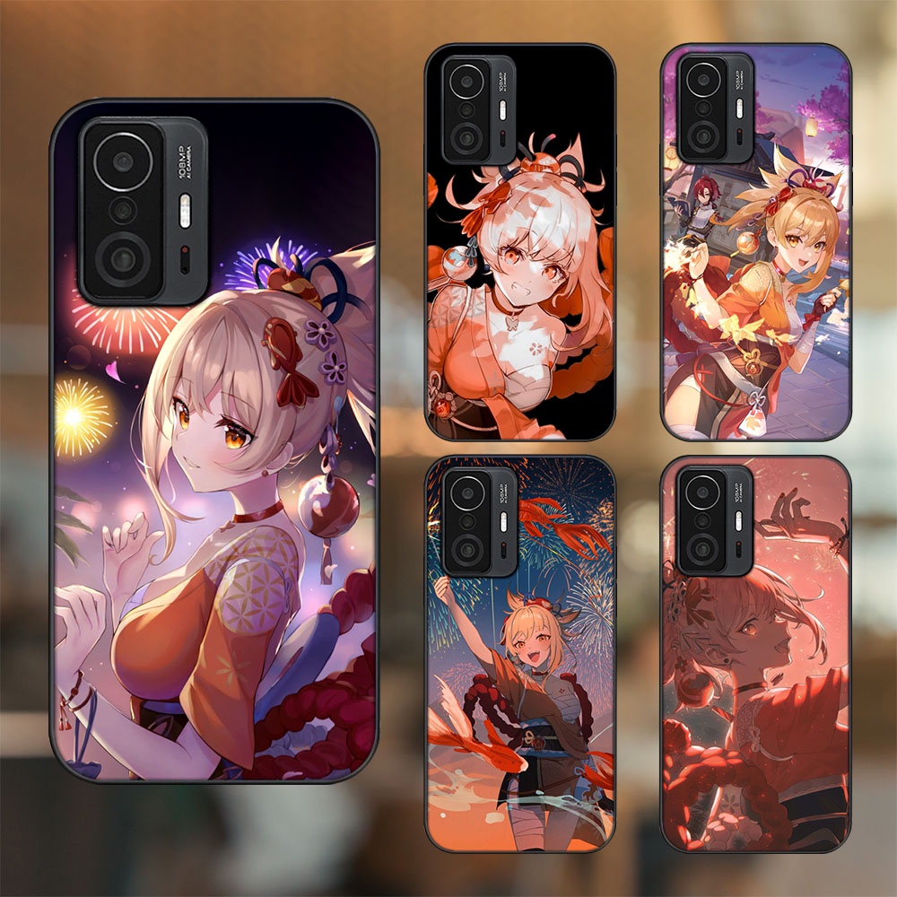 Ốp lưng Xiaomi 11T Pro 5G viền đen in hình Yoimiya Genshin Impact