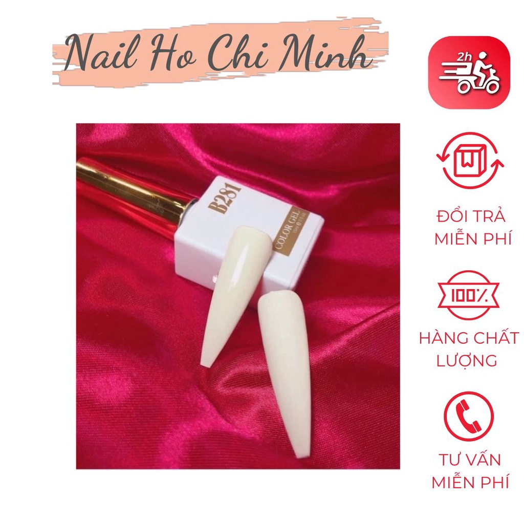Sơn gel đen, trắng, trắng sữa, cút lộn B281 chính hãng lên màu chuẩn (15ml)