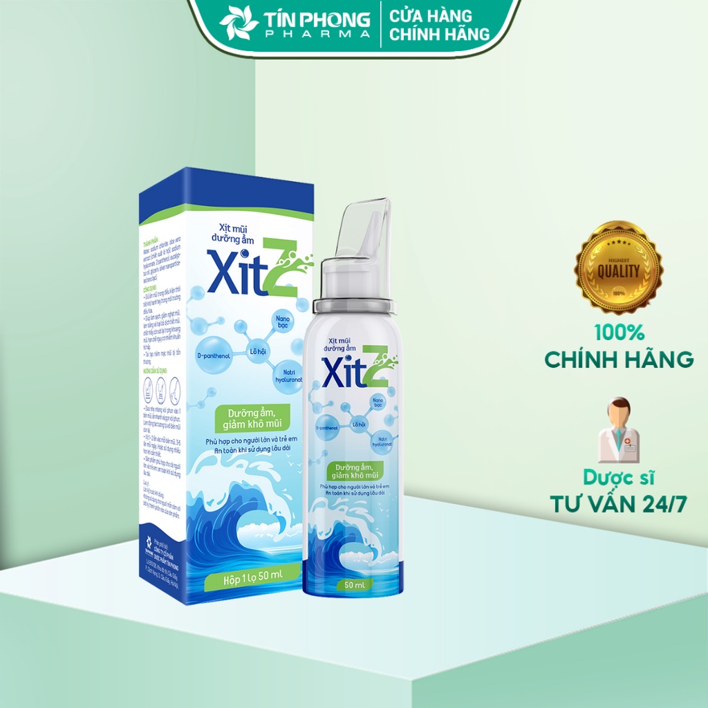 Xịt Mũi Dưỡng Ẩm XitZ Giúp Rửa, Vệ Sinh Mũi Thông Thoáng, Giữ Ẩm Mũi Trong Thời Tiết Hanh Khô Dung Tích 50ml