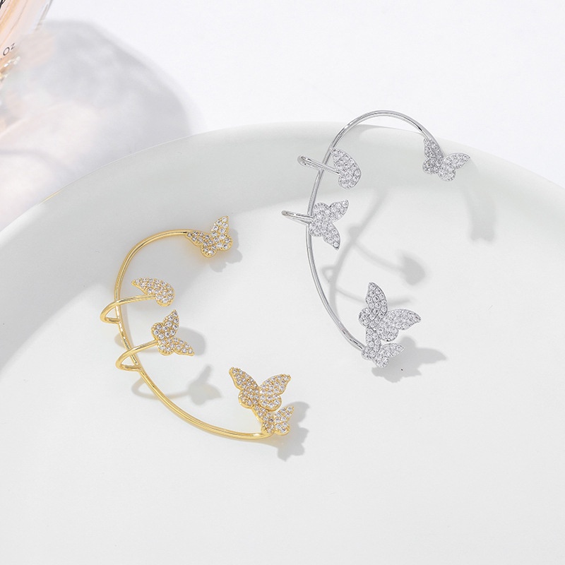 [Hot] Khuyên Vành Tai Hình Bướm Đính Đá Phong Cách Hàn Quốc Thanh Lịch Cho Nữ [Bông Tai] [Phong Cách Hàn Quốc Đơn Giản Dành Cho Tiệc Cưới]