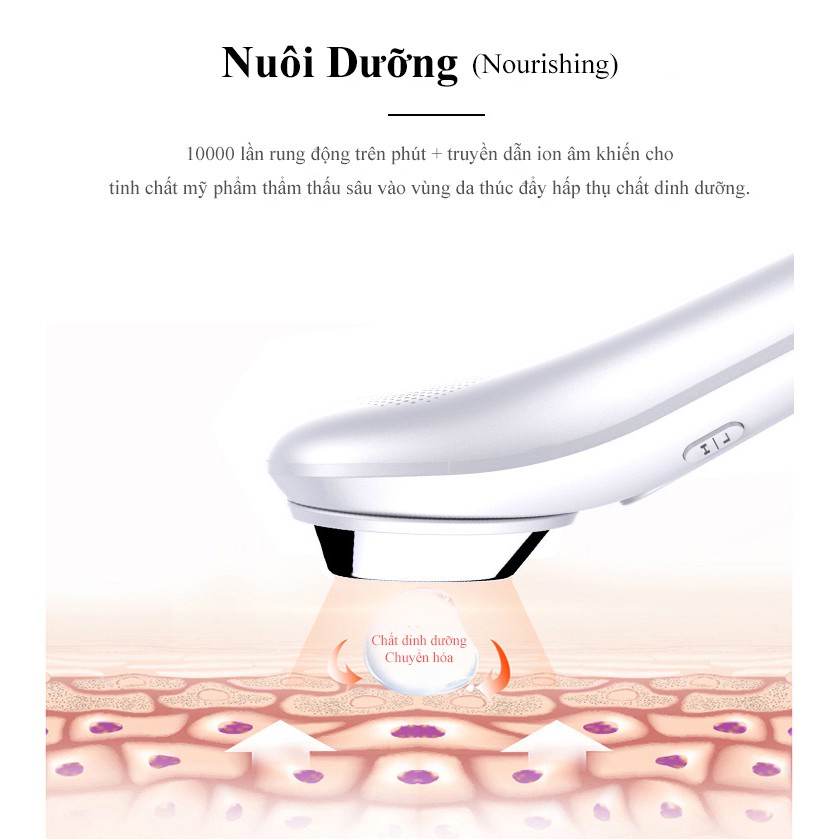 Máy Massage Mặt Cầm Tay Mini Kiêm Máy Di Tinh Chất Nóng Lạnh Ion Giúp Đẩy Dưỡng Chất Đẩy Tế Bào Chết Chăm Sóc Sắc Đẹp
