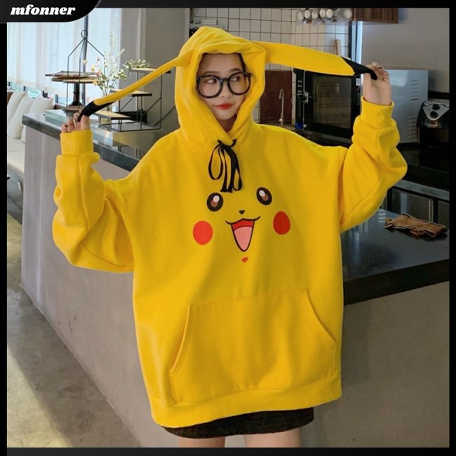 Áo Hoodie Dài Tay Dày Dặn In Họa Tiết Hoạt Hình Dễ Thương Cho Nữ