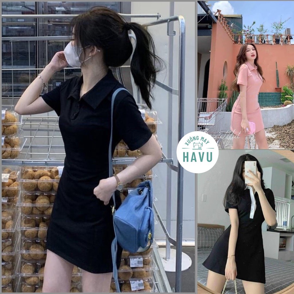 Váy polo dáng suông 4 màu trơn - Đầm cộc tay ngắn bánh bèo tiểu thư năng động hàn quốc đẹp ulzzang