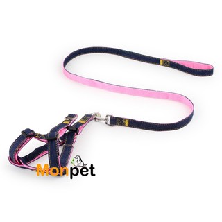 Dây dắt, yếm đeo cho chó mèo dạng jean (lẻ)