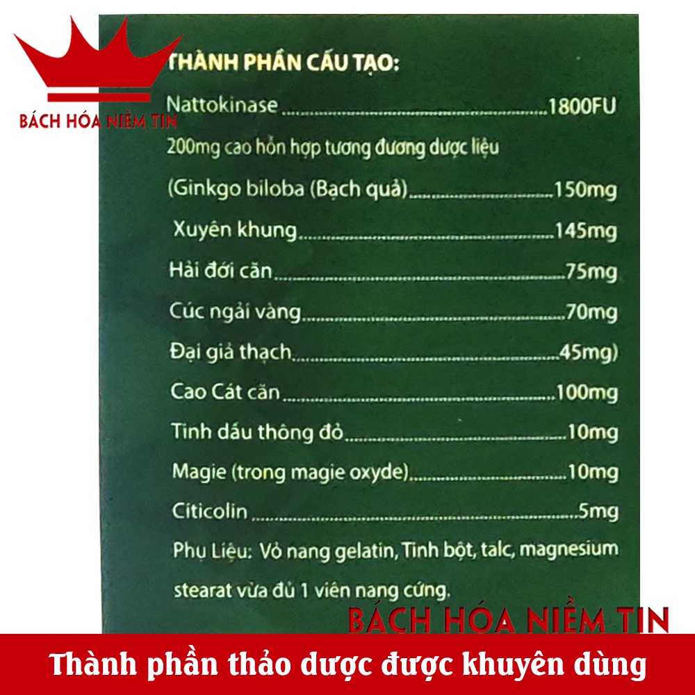 Hoạt Huyết Tiền Đình Anpharco Nattokinase 2024 làm tan huyết khối, tăng cường lưu thông máu, bền vững thành mạch