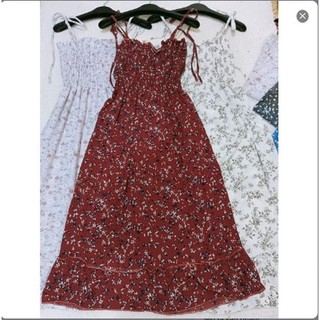 Maxi đi biển 2 dây nơ vai hoa nhí, váy đầm 2 dây nơ vai mặc ở nhà Linhnastore