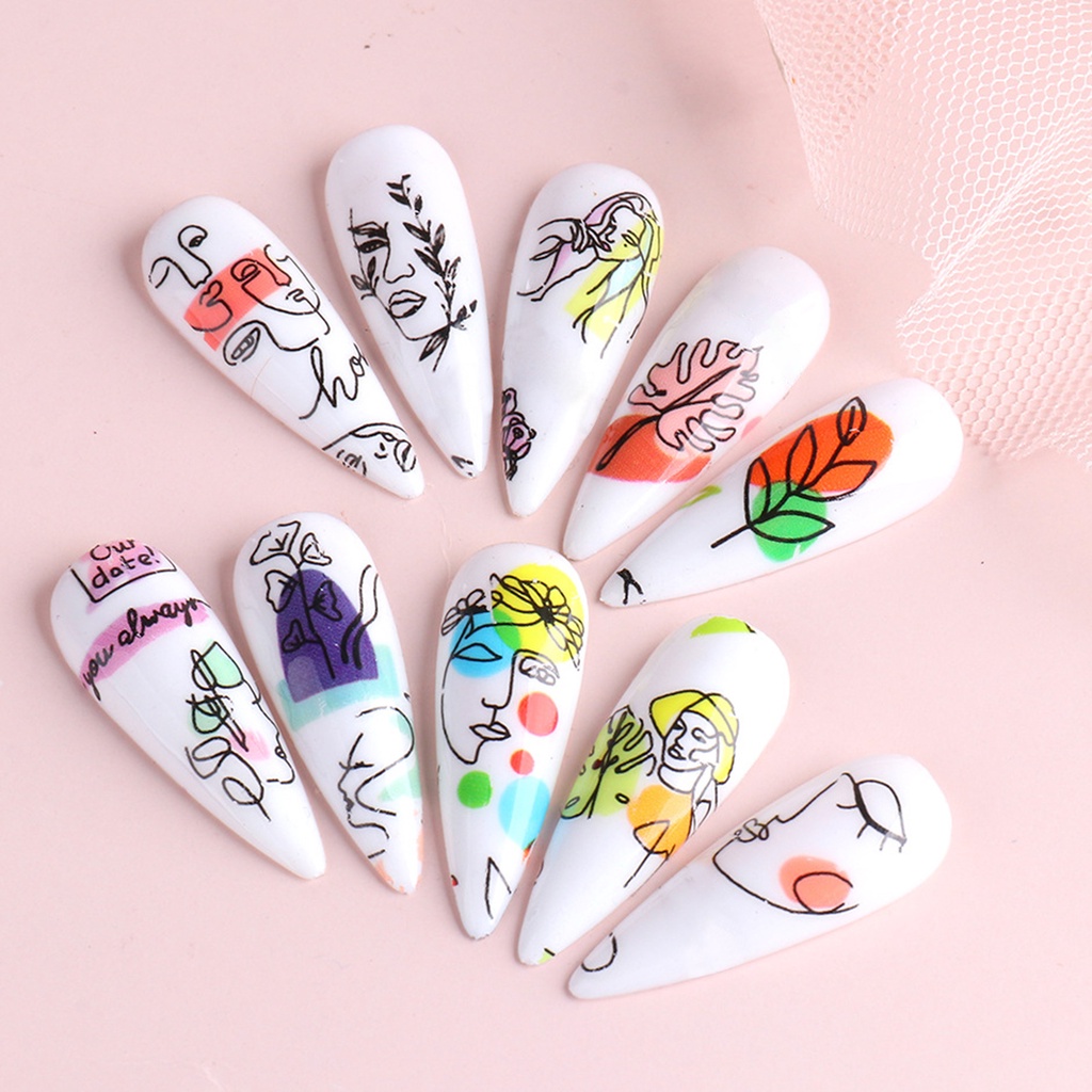 Bộ 10 Miếng Dán Đường Viền Hình Học Dễ Phối Đồ Trang Trí Móng Tay Nghệ Thuật