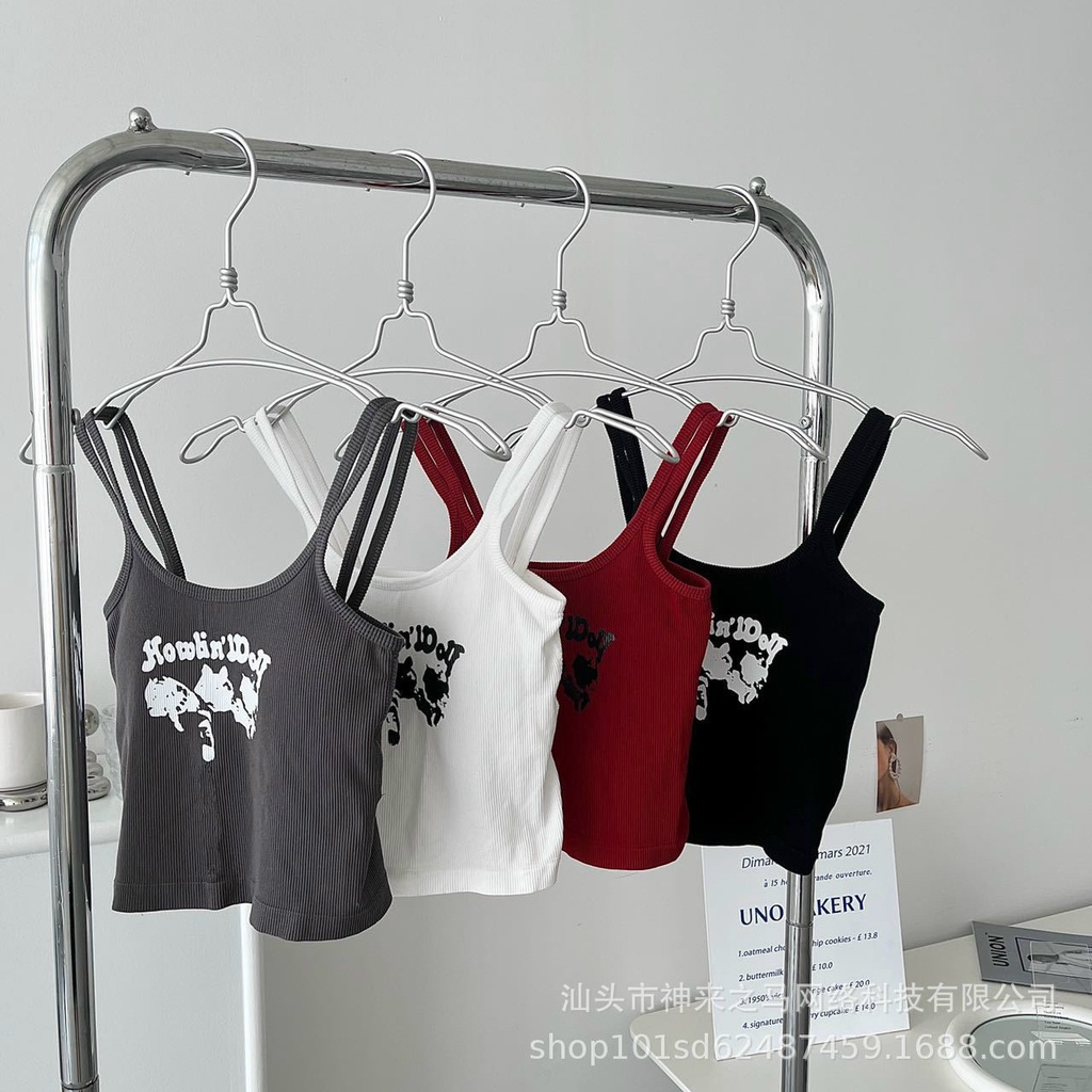 Áo Bra Cotton 2 Dây Kép Có Đệm Mút In Hoạ Tiết Trước Ngực 6603