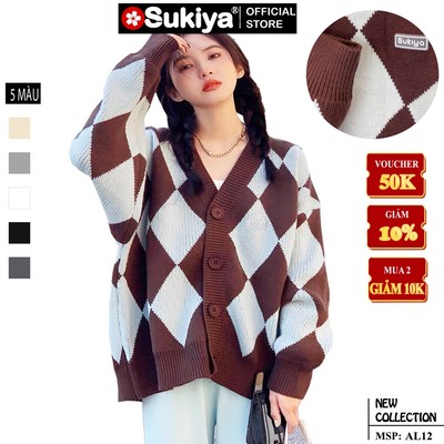 Áo Khoác Len Nữ Cardigan SUKIYA Dệt Kim Cương Chất Lông Thỏ Sợi Nhập Khẩu Phối đồ với váy, quần đều đẹp AL42