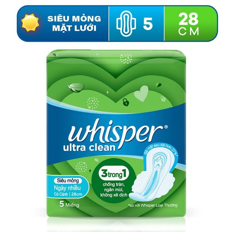 Băng vệ sinh Whisper 28cm (5 miếng)