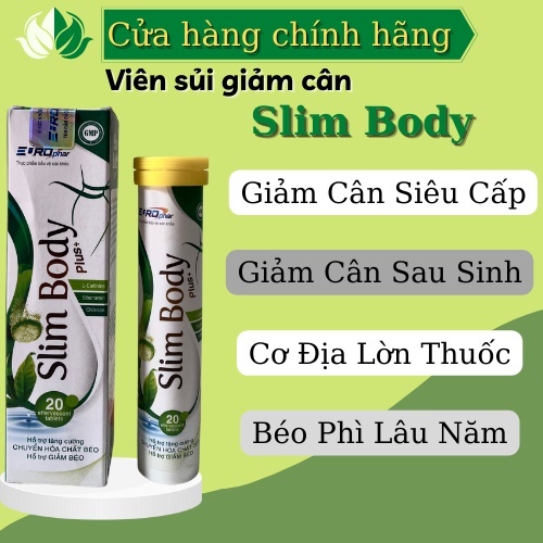 Viên Sủi Slim Body Giảm Cân An Toàn Hiệu Quả - Chiết Xuất Từ Trà Xanh , Lá Sen - Tuýp Gồm 20 Viên