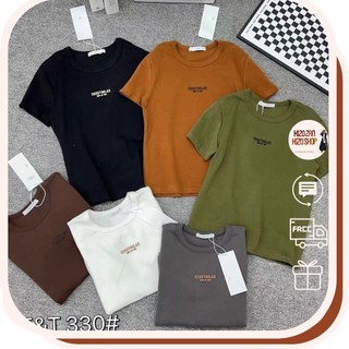 Áo thun nữ tay ngắn in chữ nổi basic thời trang mùa hè Hàn Quốc, áo phông trơn chất cotton form vừa hàng Quảng Châu 330