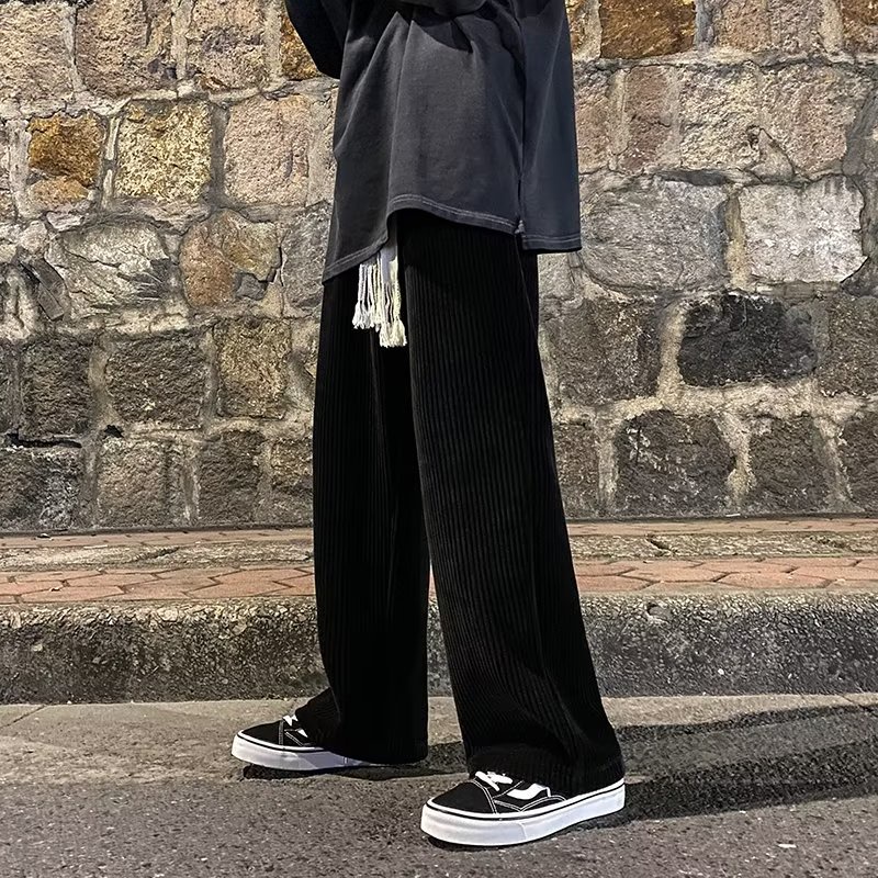 Quần Dài Vải Nhung Ống Rộng Phong Cách Đường Phố Mỹ Thời Trang Xuân Thu Cho Nam Và Nữ # Đến nhanh lên