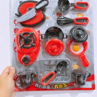 Vỉ đồ chơi nấu ăn bếp đỏ, làm đầu bếp 7581