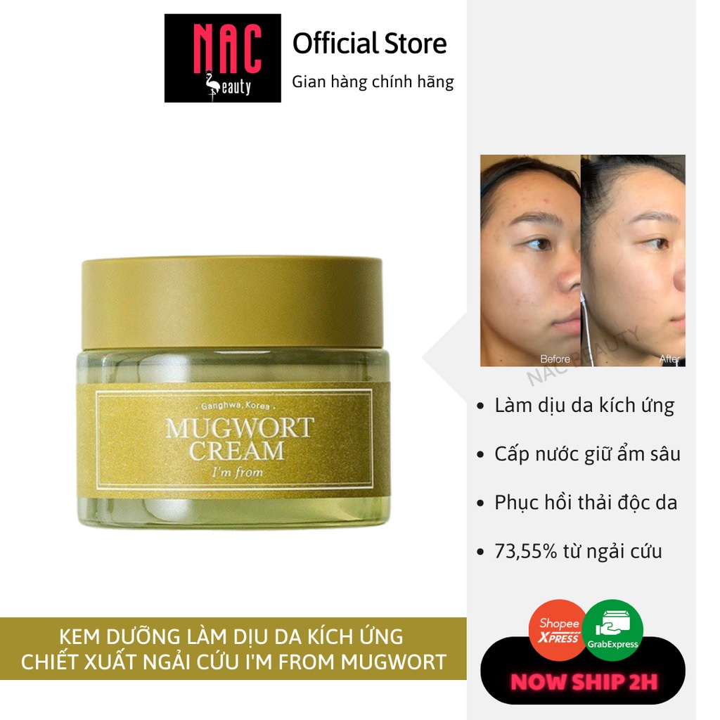 Kem dưỡng ngải cứu dưỡng ẩm, phục hồi da I'm From Mugwort Cream 50ml - NAC BEAUTY