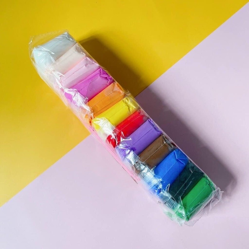Combo đất sét tự khô Nhật 12 màu an toàn nặn hình cao cấp siêu nhẹ dành cho bé làm butter slime trang trí