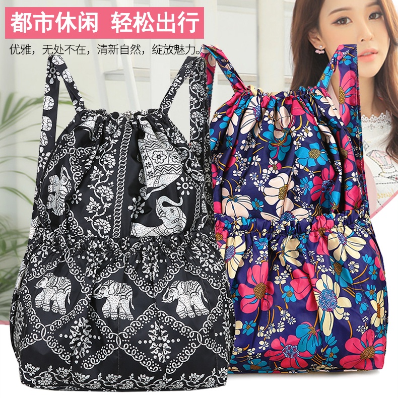 Ba Lô Thể Thao Cỡ Lớn Bằng Nylon Có Dây Rút Chống Nước Trọng Lượng Nhẹ Phong Cách Hàn Quốc Mới