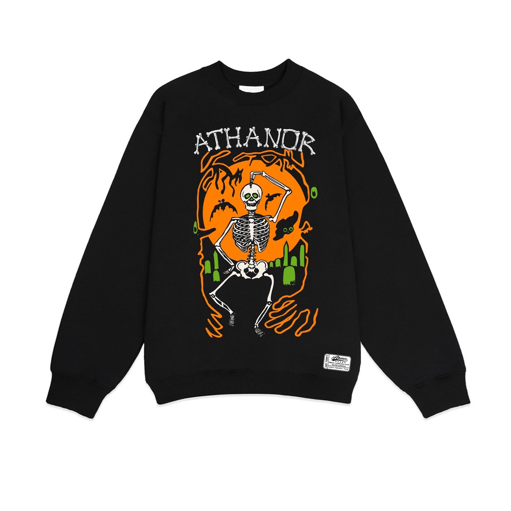 Áo sweater ATHANOR form rộng tay dài chất nỉ bông dày dặn 100% cotton mẫu halloween in hình dancer