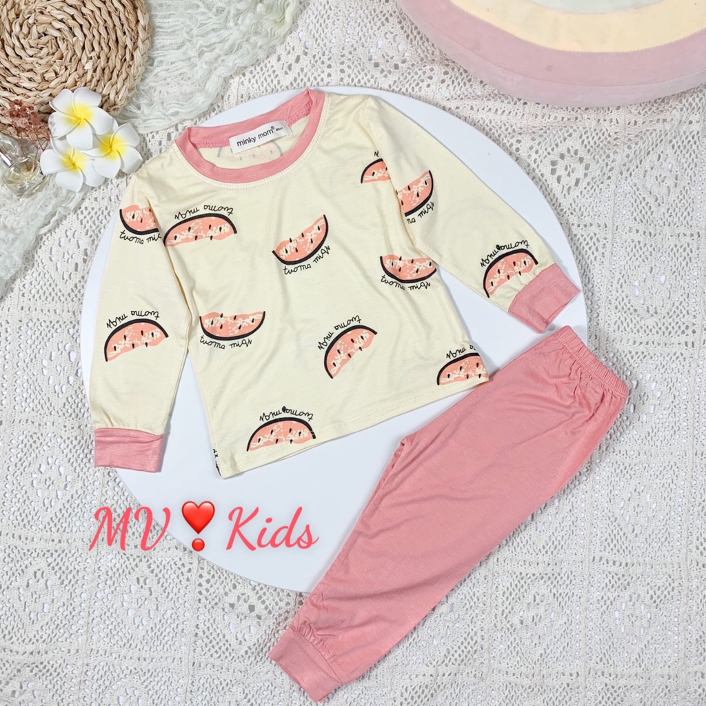 Bộ MINKY MOM Bé Trai Bé Gái 8-27kg Đồ Bộ Dài Tay Thu Đông Vải Thun Lạnh Thoáng Mát Hình Động Vật Cho Bé 0-5 Tuổi MÃ 8