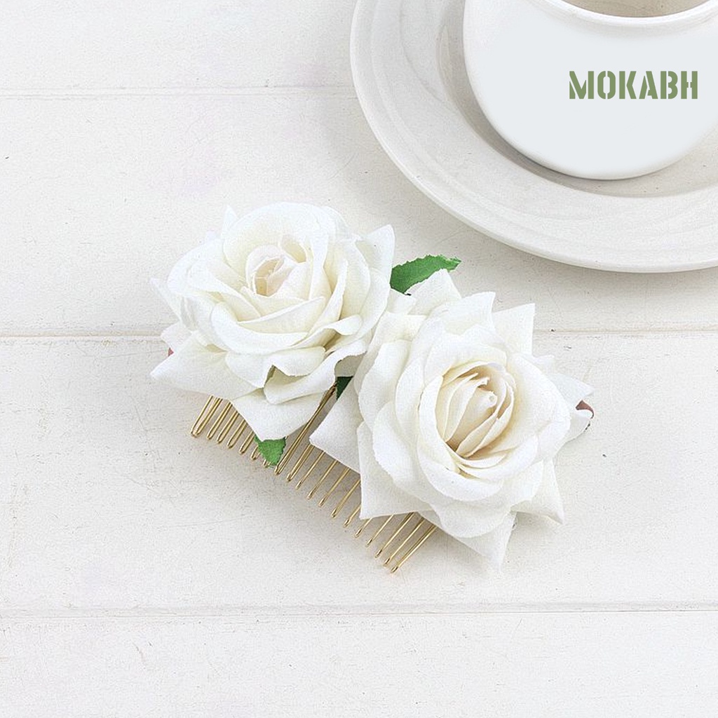 Lược Cài Tóc Hình Hoa Hồng Thật Chống Trượt Trang Trí Tóc Cho Đám Cưới