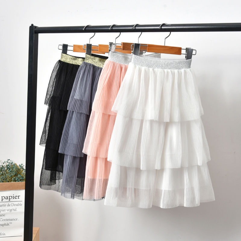 Chân Váy Xếp Li Nhiều Lớp Màu Trắng Dành Cho Bé Gái (Một Kích Cỡ)