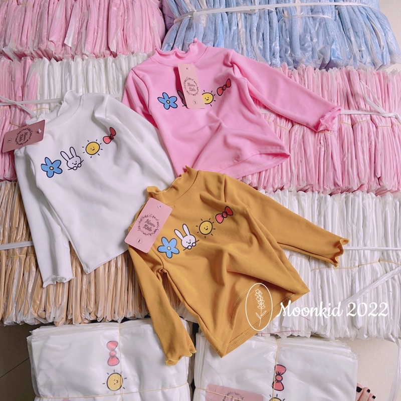 Áo cotton len zip cho bé gái