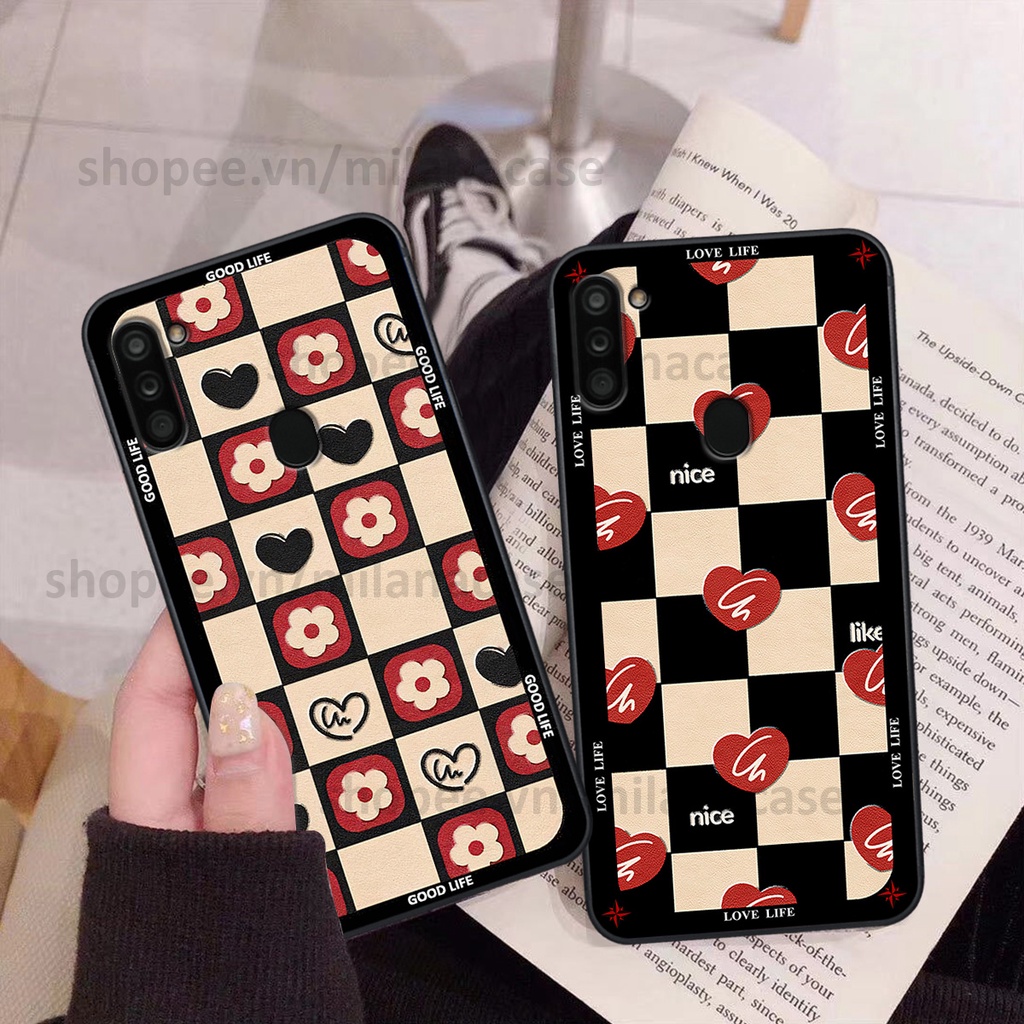 Ốp Samsung A11 / M11 in hình caro trái tim siêu đẹp, siêu nét đầy phong cách cá tính