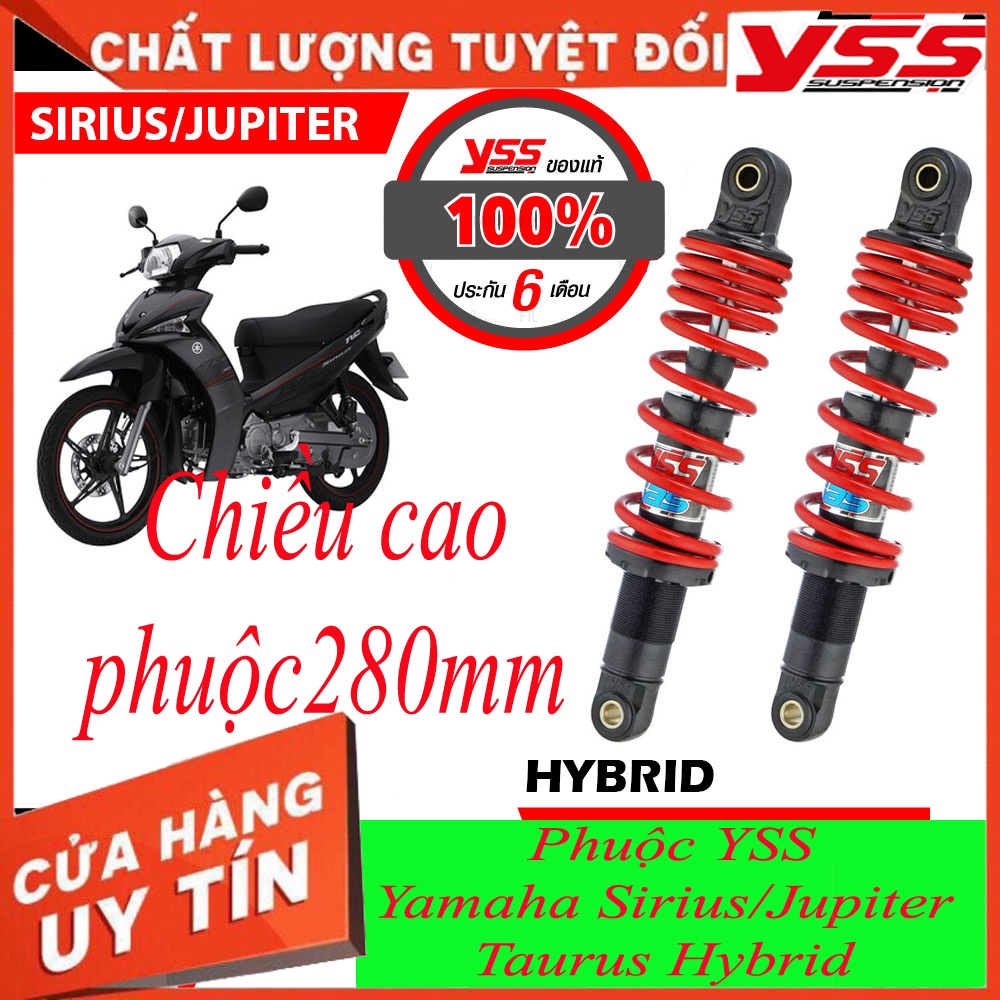 Phuộc YSS Thái Lan Yamaha Sirius/Jupiter// Taurus Hybrid (Đỏ-Đen)