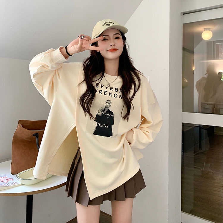 Áo Sweater Tay Dài Dáng Rộng Thiết Kế Mới 2022 Phong Cách Hàn Quốc Cho Nữ