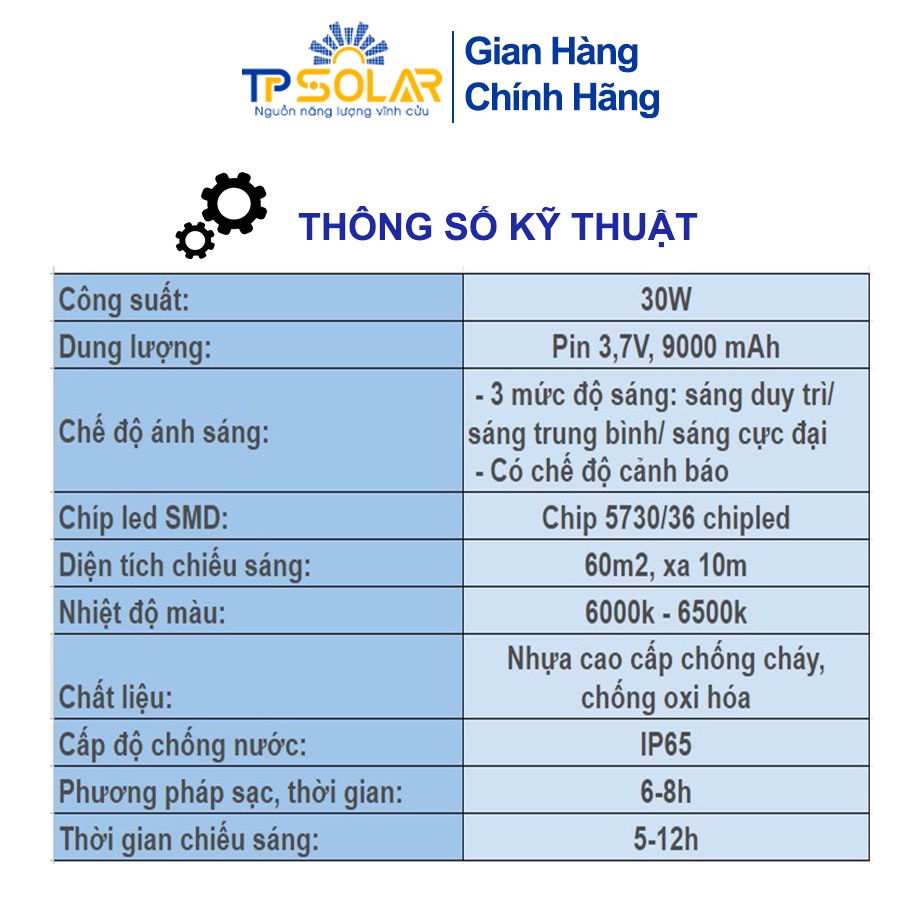 Đèn Đa Năng Cầm Tay Năng Lượng Mặt Trời TP Solar TP-X30 TP-X60 Công Suất 30W 60W Sạc Pin Cho Điện Thoại